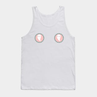 Sweet Smiling Ghost Mint And Pink Tank Top